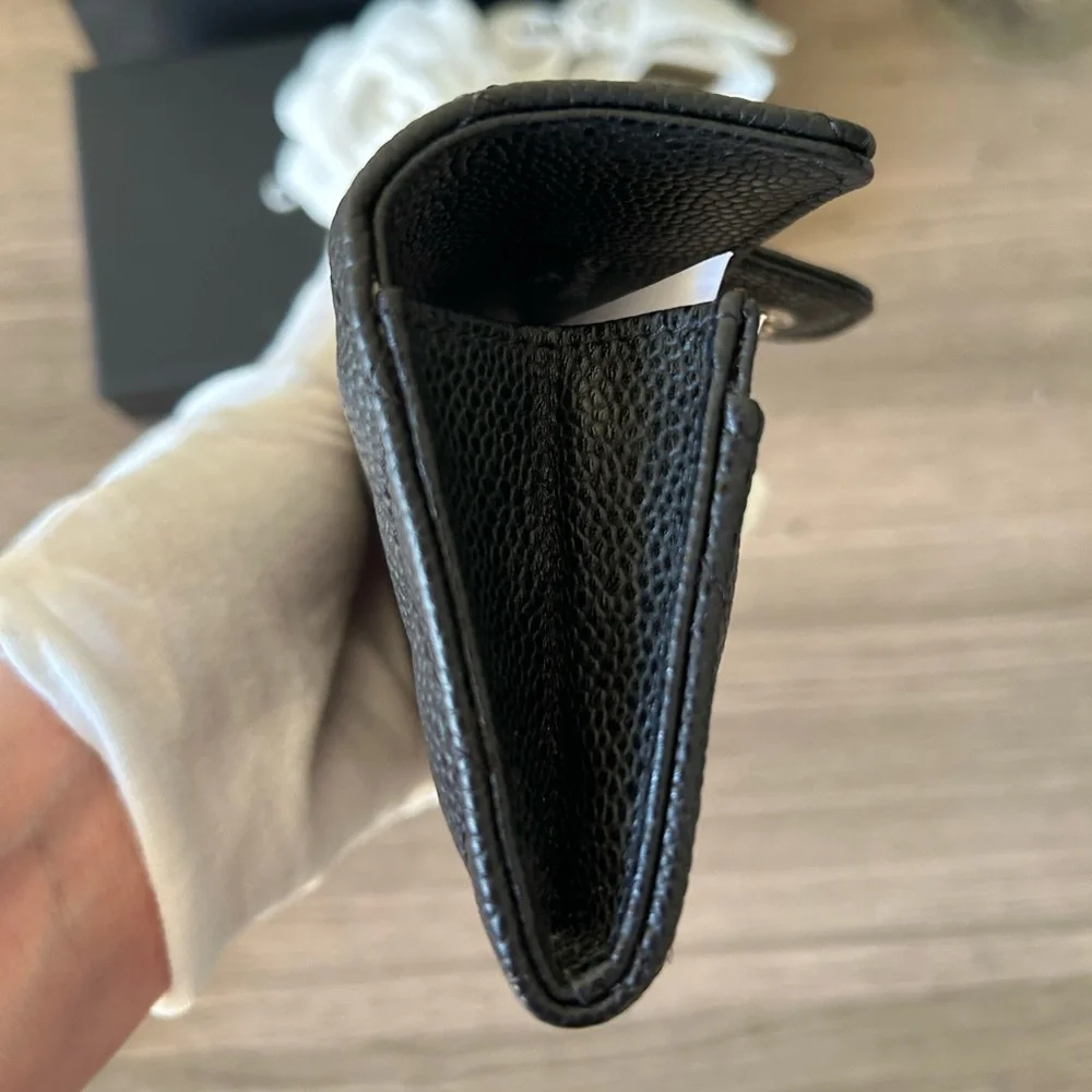 🔥 CHANEL Classic Flap Card Holder Black Caviar Leather Silver Metal‼️SOLD OUT‼️ - Picture 15 of 16